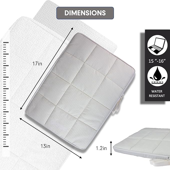 Sonix | Puffy Laptop Sleeve | 15-16 Inch, Quilted Pillow Puffer Laptop Carrying Case, Computer Sleeve | Ivory