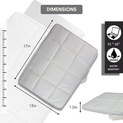 Sonix | Puffy Laptop Sleeve | 15-16 Inch, Quilted Pillow Puffer Laptop Carrying Case, Computer Sleeve | Ivory