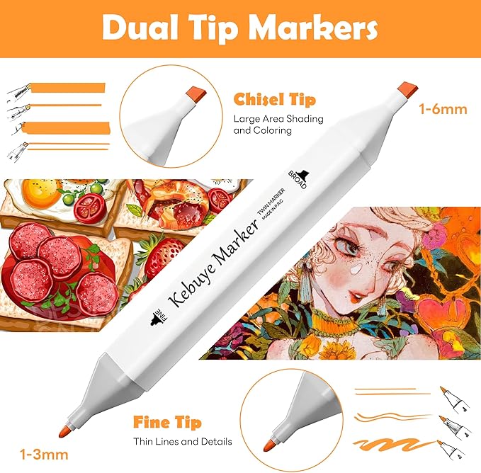 Alcohol Based Art Markers Set 24 Color - Professional Double Sided Marcadores for Artist, Best Blendable Coloring Marker Pens for Adult - Coloring Books No Bleeding Illustration Drawing for Kids Gifts