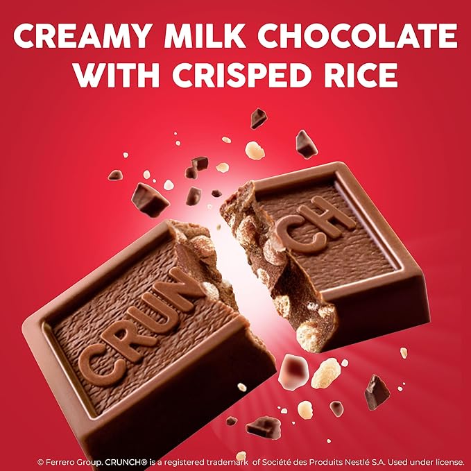 CRUNCH Minis, Bulk 8 Pack, Milk Chocolate and Crisped Rice, Individually Wrapped Candy Bars, Resealable Share Size, 9.8 oz Each