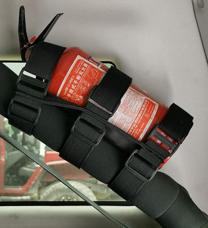 Universal Fire Extinguisher Straps Adjustable Roll Bar Mount 3 lb Fire Extinguisher Holder for Boat Wrangler Car Truck UTV Vehicles Roll Cage Interior Accessories Home Office,Black Strap Only