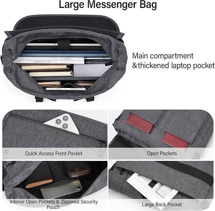 Hanke Durable Messenger Bag for Men with 15.6 Laptop Case, Business Cross Body Bag Briefcase for Women,School Work Tote Bag