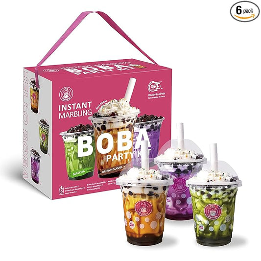 O's Bubble Boba Tea Kit - Bubble Tea Kit - All in One Boba Kit for Boba Tea Lovers - Boba Party Kit for Boba Drinks - Boba Kit for Kids - 6 Servings Includes Cups, Straws, Stirrer (Party Kit Variety Pack Upgrade)