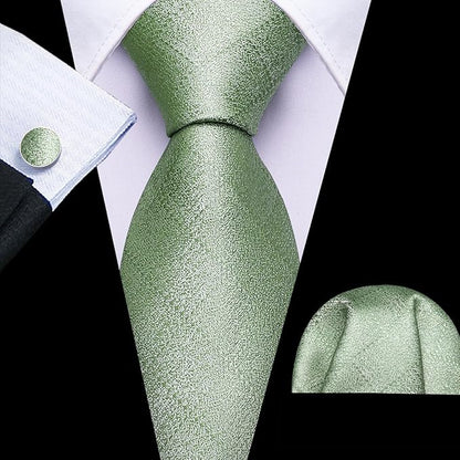 Barry.Wang Tie Sets for Men Silk Solid Necktie Stain Ties Handkerchief Pocket Square Cufflinks Wedding Business Dyed