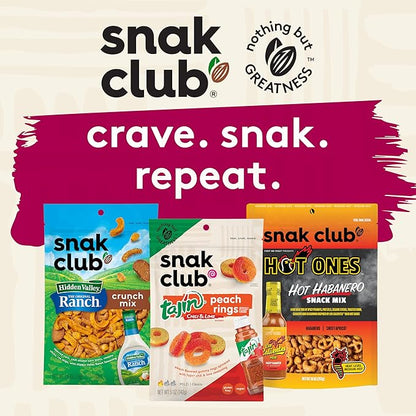 Snak Club Sweet and Salty Trail Mix with Peanuts, Butter Toffee Peanuts, Chocolatey Candies, Toasted Corn, Honey Sesame Sticks, and Almonds, Kosher Snack, 5.5 oz Resealable Bags, 6 Pack