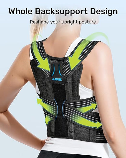 Posture Corrector for Women and Men, Upgraded Back Brace with Enhanced Support, Shoulder Straightener with Cushioned Shoulder Pads & Underarm Pain Relief Strap, Size M (Underbust: 35.4"-41")