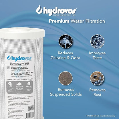 10" x 4.5” Carbon Block Sediment Water Filter, GAC Granular Activated Carbon Replacement Filter Cartridge Fits Filter Housing WHKF-DWHBB, WH-HD200-C, GXWH40L, DB10C, ‎AO-WH-PREL, 150237 Big Blue
