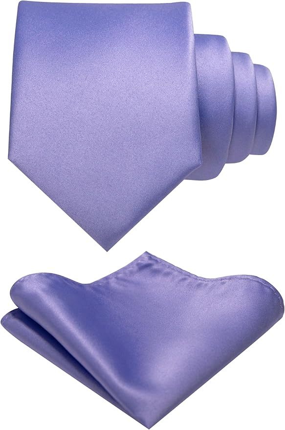 RBOCOTT Solid Color Tie and Pocket Square Hankerchief with Lapel Pin Set for Men