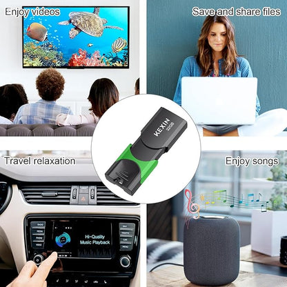 KEXIN 10 Pack 32GB Flash Drive USB 3.0 Flash Drive 32G Thumb Drive 3.0 USB Drive Bulk Jump Drive Swivel Pen Drive with LED Indicator 32G 10Pack Black+ Green