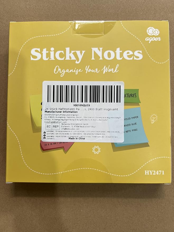 2400 Sheets Sticky Notes - 2 x 1.5 Notes Pads, Small Self-Adhesive Notes, Yellow Self-Stick Pads for Office Supplies, School, Home (24 Pack)