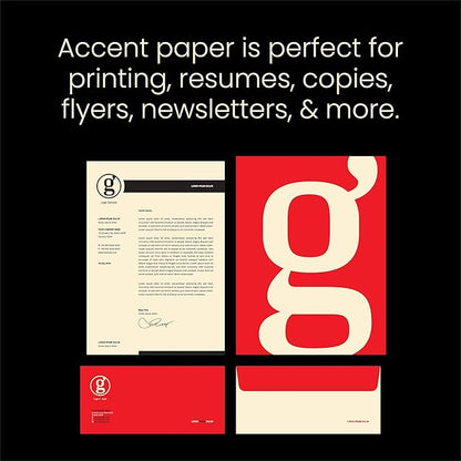 Accent Opaque Cream Printer Paper, 8.5” x 11” 28lb Bond/70lb Text Copy Paper – 2,000 Sheets (8 Reams) – Premium Computer Paper with Smooth Finish – 97 Bright, 104gsm – Warm White Copy Paper – 188176C