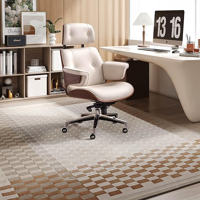 Large Office Carpet Chair Mat, 35” x 55” Desk Chair Mat for Low Pile Carpeted Floors, Easy Glide Floor Protector for Rolling Chair, Plastic Mat for Home, Office (Rectangle)