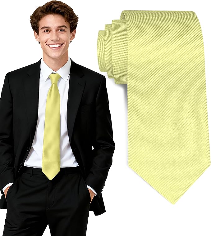 Fineknot Black Ties for Men, Formal Neckties for Men, Solid Color Mens Ties for Business, Wedding, Party, Mens Neck Tie