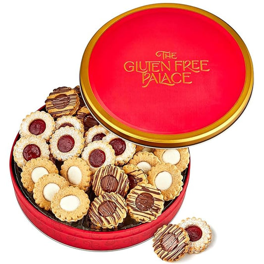 Gluten Free Palace Cookie Gift Basket – Assorted Shortbread Linzer Tart Cookies in Tin – Variety Cookie Gift for Birthday, Anniversary, Adults, Men & Women