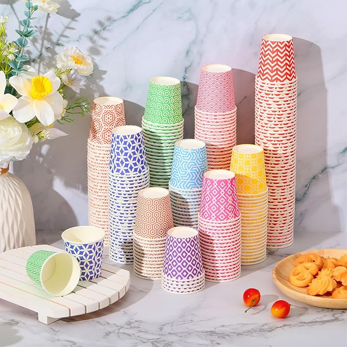 Yeaqee 1000 Pack Multicolor 5 oz Small Paper Cups Bulk 5 oz Colorful Disposable Cups Hot/cold Drinking for Bathroom,travel, Parties and Events, BBQs, Dessert,10 Colors