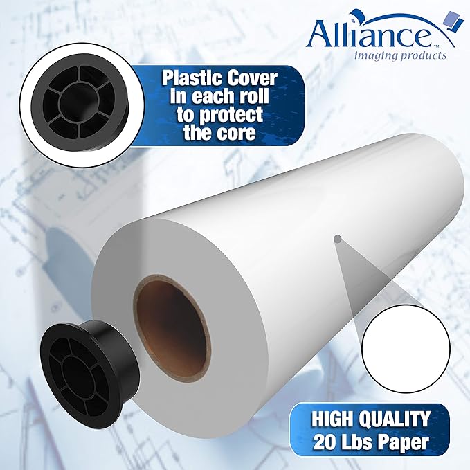 Alliance Wide Format Paper CAD Bond Rolls (20lb | 160 Rolls, 36 In x 150 Ft | 2" Core)