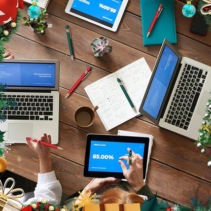 Tenare 12 Pieces 2 in 1 Stylus Metal Ballpoint Pen with Stylus Tip, 1.0 mm Black Ink Ballpoint Pen for Touch Screens(Red and Green)