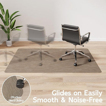 Office Chair Mat for Hardwood Floor, 46" x 60" Desk Computer Chair Mats for Hard Wood, Anti-Slip Easy Glide Rolling Floor Protector Mat, Under Desk Mat for Home Office, Dark Brown