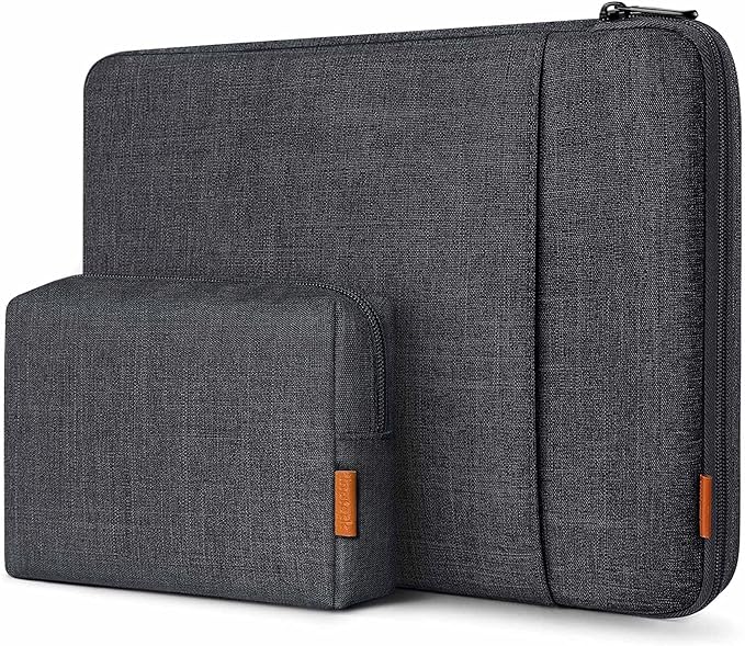 Inateck 360° Protective Laptop Bag with Accessory Bag, Compatible with 16-inch MacBook Pro/Max M4 M3 M2 M1 2019-2024, Black Gray