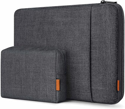 Inateck 360° Protective Laptop Bag with Accessory Bag, Compatible with 16-inch MacBook Pro/Max M4 M3 M2 M1 2019-2024, Black Gray