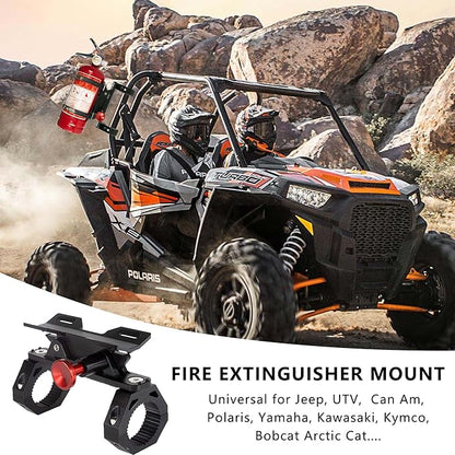 Fire Extinguisher Mount Bracket, Aluminum UTV Quick Release Fire Extinguisher Mount for 1.75''-2'' Roll Bar, Universal for UTV RZR Polaris Ranger Jeep Wrangler, with 4 Clamps