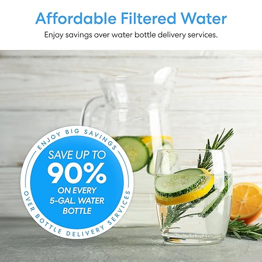 Brio 520 Bottom Load Water Cooler Dispenser for 5 Gallon Bottle w/ 2 Stage Filter | Hot Cold & Room Temp Water Options for Home & Office | Removes Chlorine, VOC's, Bad Taste & Chemicals