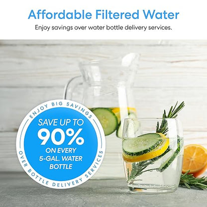 Brio 520 Bottom Load Water Cooler Dispenser for 5 Gallon Bottle w/ 2 Stage Filter | Hot Cold & Room Temp Water Options for Home & Office | Removes Chlorine, VOC's, Bad Taste & Chemicals