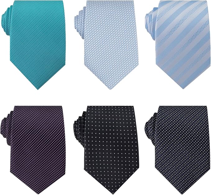 Adulove Men's Necktie Classic Silk Tie Woven Jacquard Neck Ties 6 PCS