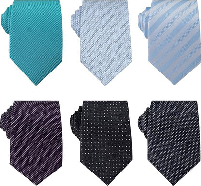 Adulove Men's Necktie Classic Silk Tie Woven Jacquard Neck Ties 6 PCS