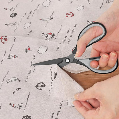7” Titanium Student Scissors, Stainless Steel Professional Multi-Purpose Scissors with Titanium Coated Blades, Soft Grip Handle, Grey Black, 6 Pieces Set