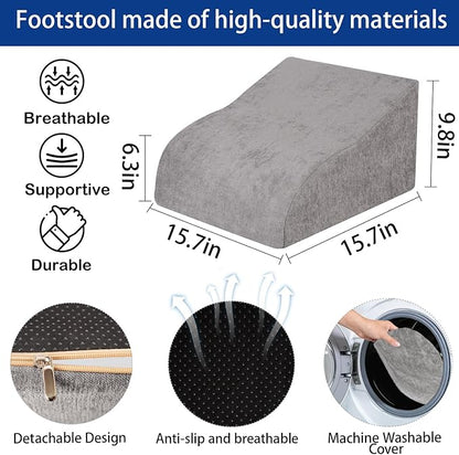 Foot Rest for Under Desk at Work, Ergonomic Under Desk Footrest with Washable Cover for Office, Home & Gaming Leg Elevation Pillow Dark Gray