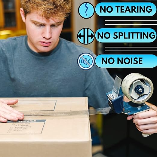 Packing Tape Clear Packaging Refill No Noise Heavy Duty Shipping Adhesive Quiet Dispenser Moving Supplies Boxes Mailing Strong Sealing Boxing Office Silent 60 Yds x 1.88" Wide x 2.7 Mil Thick 6 Rolls