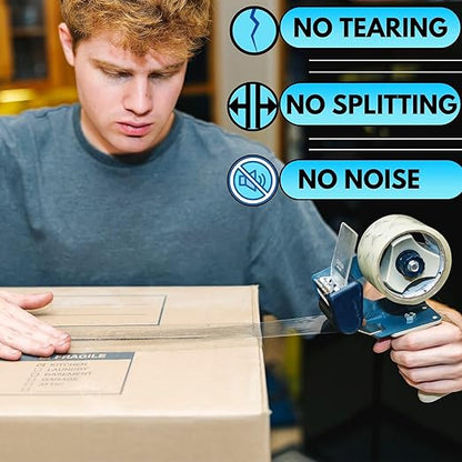 Packing Tape Clear Packaging Refill No Noise Heavy Duty Shipping Adhesive Quiet Dispenser Moving Supplies Boxes Mailing Strong Sealing Boxing Office Silent 60 Yds x 1.88" Wide x 2.7 Mil Thick 6 Rolls