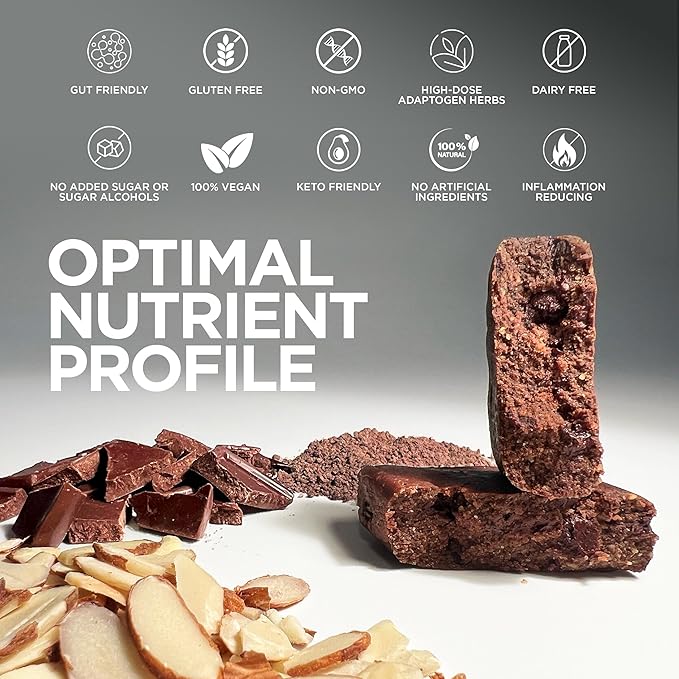 Protein Bar Chocolate Brownie | High Protein High Fiber Keto Snacks for Gut Health, Gluten Free Chocolate with Organic Ingredients for Weight Loss, Vegan Protein Bars with MCT Oil and Ashwagandha, Wholesome Yum Clean Protein Bars 100 Calories each | Lo...