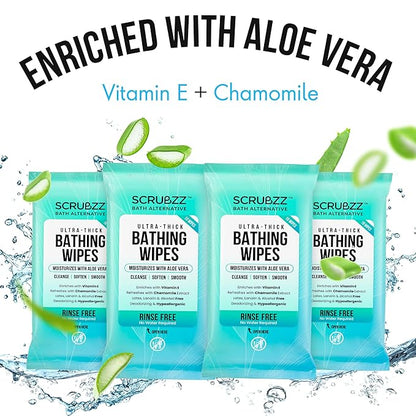 Extra Large Bath Wipes for Adults No Rinse - 40 Disposable Body Cleansing Cloths for Men, Women & Elderly - Great for Gym, Camping, Post Surgery