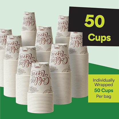 EconoHome 12 oz 50 Pack Disposable Coffee Paper Cups - Paper Cups for Hot and Cold Drinks, Tea, Water, and Juice