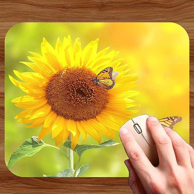Floral Pattern Flower Mouse Pad Mat Mousepad for Desk Computer Laptop PC Gaming Home or Office Gift for Her Flowers (Sunflower MP99)