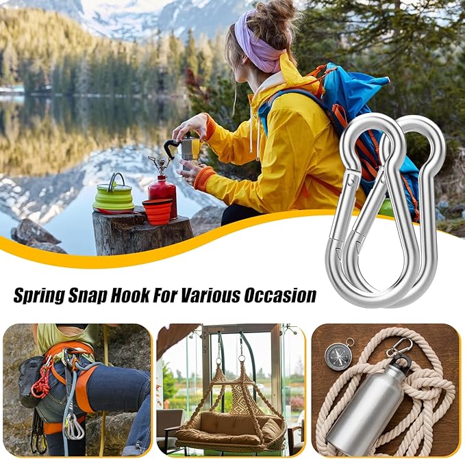 30PCS 3" Heavy Duty Spring Snap Hook, M8 5/16" Galvanized Steel Snap Hook Carabiner Quick Link Carabiner Clip, 500LBS Holding Capacity Quick Link Keychain for Swing Hammock Gym Outdoor