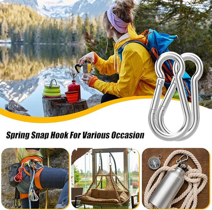 30PCS 3" Heavy Duty Spring Snap Hook, M8 5/16" Galvanized Steel Snap Hook Carabiner Quick Link Carabiner Clip, 500LBS Holding Capacity Quick Link Keychain for Swing Hammock Gym Outdoor