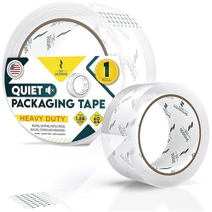 Packing Tape Clear Packaging Refill No Noise Heavy Duty Shipping Adhesive Quiet Dispenser Moving Supplies Boxes Mailing Strong Sealing Boxing Office Silent 60 Yds x 1.88" Wide x 2.7 Mil Thick 6 Rolls