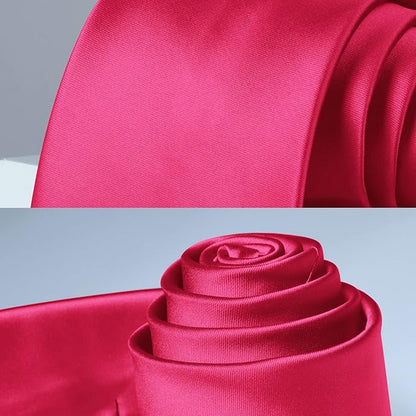 HISDERN Mens Solid Color Ties Formal Satin Necktie and Pocket Square Set Classic Wedding Business Tie & Handkerchief