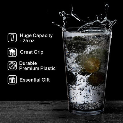 Unbreakable Plastic Drinking Glasses, Set of 6, Shatterproof Drinking Cups, Plastic glass cup,16 oz plastic Tumbler Cups,Dishwasher Safe (Grey)