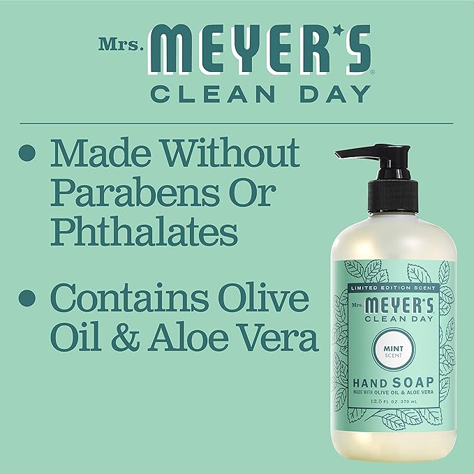 Mrs. MEYER'S CLEAN DAY Liquid Hand Soap Mint (12.5 Fl Oz (Pack of 3))