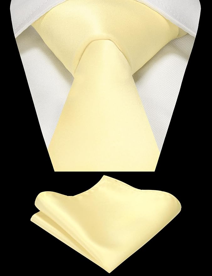 RBOCOTT Solid Color Tie and Pocket Square Hankerchief with Lapel Pin Set for Men