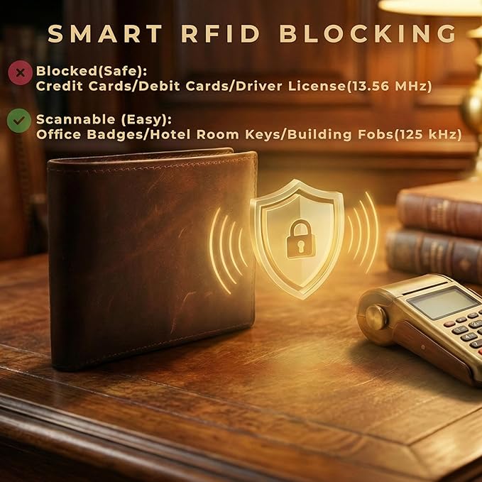 Men's Genuine Leather Wallet: Bifold RFID Blocking, 12 Card Slots & 2 Flip-up ID Window with Gift Box, Vintage Brown