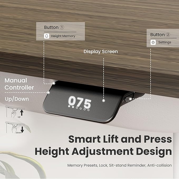 COLAMY Electric Standing Desk, Whole-Piece Gaming Desk with Dual Motors, Ergonomic Footrest, Drawers for Storage, Adjustable Height Sit-Stand Desk for Home Office (MFC Desktop, Walnut + White)