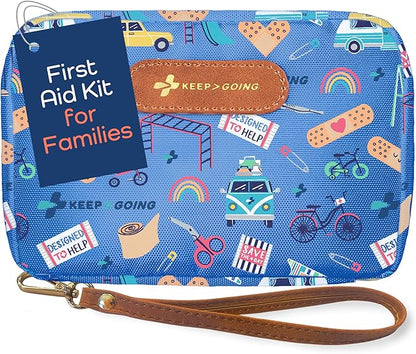KeepGoing Travel First Aid Kit for Kids – 130 Pc. for Car, Home, Purse, Diaper Bag & Backpack with Latex-Free Bandages - Mini First Aid Kit Travel Size TSA-Approved
