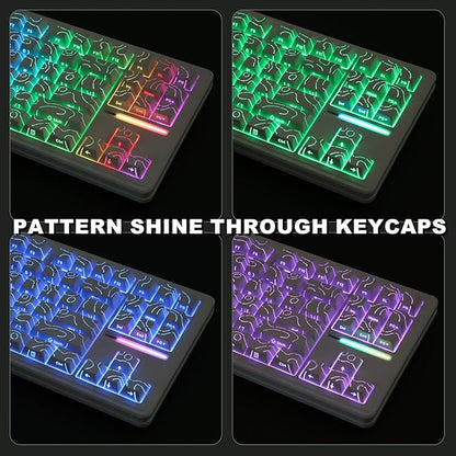 YUNZII YZ87 Gasket Mechanical Keyboard,TKL Wireless Hot Swappable with 5-Layer Padding, BT5.0/2.4G/USB-C NKRO RGB Backlit for Win/Mac(White Line, Milk Switch)