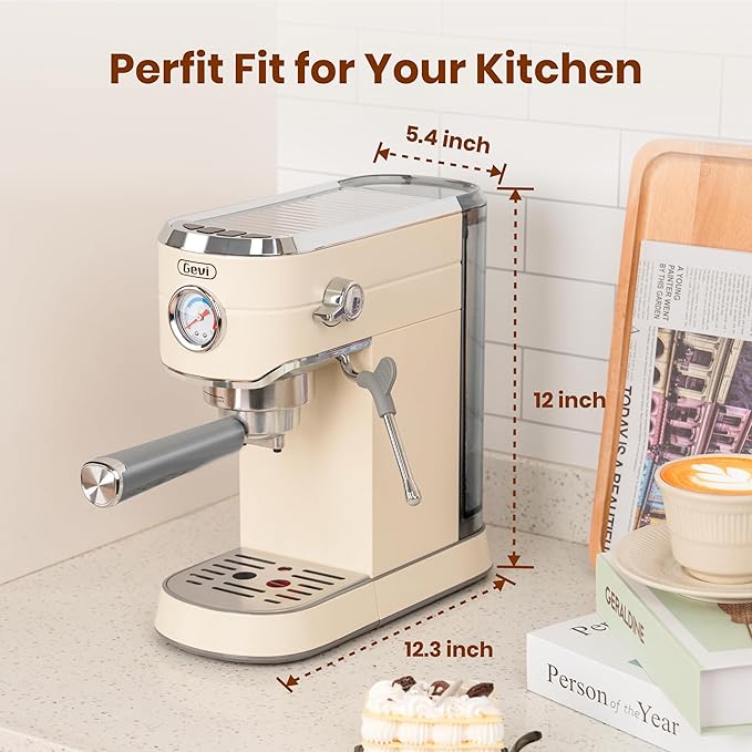 Gevi 20 Bar Espresso Coffee Machine with Burr Grinder Set | 35 Precise Grind Settings | Milk Frother for Latte Cappuccino | Professional Home Barista Kit | Gift for Coffee Lovers