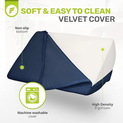 ErgoFoam Foot Rest - Chiropractor-Endorsed Orthopedic Teardrop Design 2in1 Adjustable Premium Under Desk Footrest for Lumbar, Back, Knee Pain (Navy Blue)